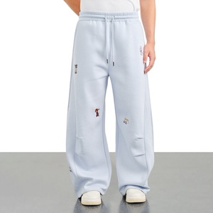 New Embroider Wide Leg Loose Fit Joggers High Quality Streetwear Cotton/Fleece <b>Trouser</b> for Men's Stylish <b>Drawstring</b> Sweatpants - Product Image 1