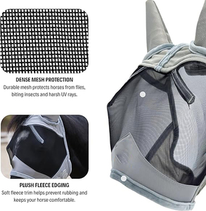 Stainless Steel Spandex Stretchable UV-Blocking Equine Fly Moldable <b>Ear</b> <b>Covers</b> Adjustable Comfort Mesh Straps - Product Image 3