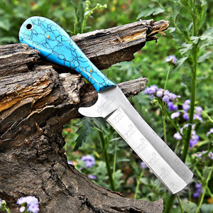 มีดตัดวัวเหล็ก D2 ทำมือ, มีดใบตายสำหรับล่าสัตว์และตั้งแคมป์ พร้อมปลอกหนัง – สไตล์คาวบอยแบบสั่งทำพิเศษ - Product Image 3