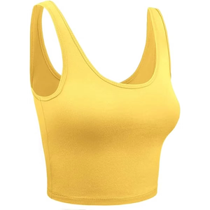 Women <b>Yellow</b> Crop Sports Bra <b>Tank</b> <b>Top</b> Yoga Gym Fitness Workout Activewear <b>Top</b> Wholesale Athletic Training Running Exercise Bra - Product Image 2