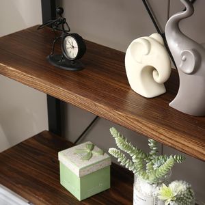 Étagère industrielle à 5 niveaux en bois d'acacia massif de luxe avec cadre en métal noir, étagère de rangement et de présentation pour la maison et le bureau - Product Image 3
