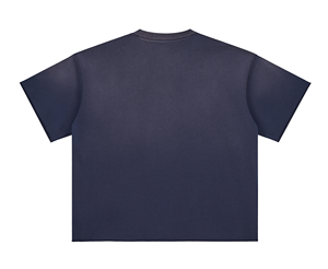 Camiseta de punto de manga corta con cuello redondo y color liso para hombre, talla grande, estilo casual, efecto desgastado por el sol - Product Image 2