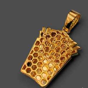 Pendentif Frites Glacées en Argent 925 Plaqué Or avec Moissanite, Collier Hip Hop Fast Food, Breloque Bijou Personnalisé - Product Image 2
