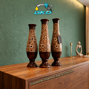 Ensemble de vases en bois faits à la main GKD, Art Déco, décoration de table, décoration de la maison, salon, 100% fait main, GKDTV, fabriqué à Delhi - Product Image 3