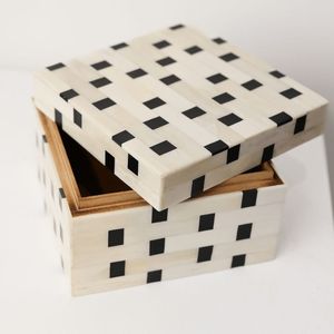 Minimalist Resin Rectangular Cardboard Storage Box White with Black Trim Single Tier for Living Room Use - Product Image 3