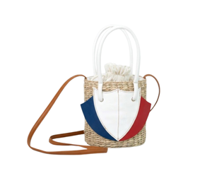 Bolso de paja natural tejido a mano con asa transparente y diseño de bandera, bolso de hombro cruzado de verano para mujer de Vietnam - Product Image 1