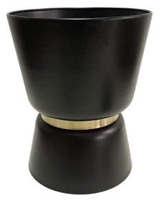 Jardinière en métal de luxe, finition noir et or, grand pot à fleurs, urne sur piédestal pour extérieur, vase décoratif moderne pour entrée, jardin, véranda - Product Image 5