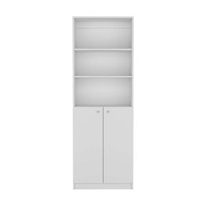 Libreria Moderna a 2 Ante per Ufficio Domestico con Ripiani Multi-Livello, Unità di Stoccaggio Bianca con Doppie Porte - Product Image 5