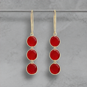 New Arrival 18K Gold Plated 925 Sterling Silver Earrings Red Onyx Drop <b>for</b> Women and <b>Girls</b> - Product Image 2