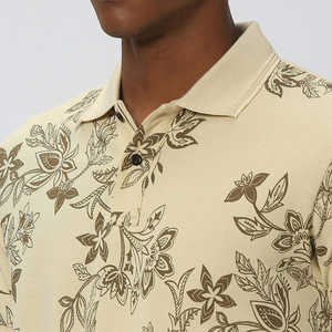 Polo de Hombre con Estampado Floral Botánico 2026, Estilo Casual Elegante, Manga Corta, Corte Entallado, Premium, Color Oliva, Ropa de Verano - Product Image 5
