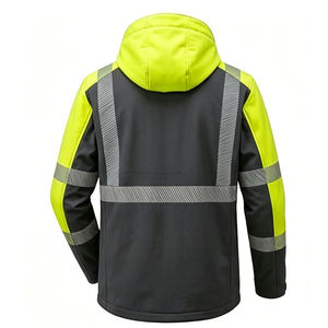 Veste de sécurité haute visibilité classe 2, imperméable, réfléchissante, avec capuche et poches, jaune et noir, pour travaux de construction - Product Image 2