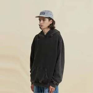 Sudadera con Capucha Extra Grande para Hombre, Negra, de Algodón, Felpa Francesa, Informal, para Otoño - Product Image 2