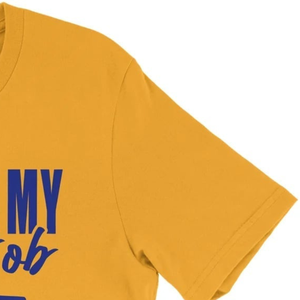Camiseta de mujer con estampado gráfico de manga corta azul y dorado de Sigma Gamma Rho Voting Is My Black Job, top informal de moda con estampado personalizado - Product Image 5