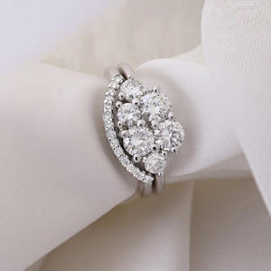 Igi/gia แล็บตัดเพชรวินเทจ14K สีเหลืองสำหรับงานแต่งงาน/งานหมั้นแหวน unisex สีขาวทองงานครบรอบ - Product Image 1