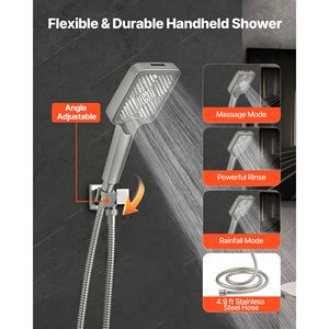 12 Inch Ceiling Mount Rainfall <b>Shower</b> System & 6 Inch Wall Mount Head 4 1 Handheld Spray Rotatable <b>Bath</b> & <b>Shower</b> Faucet <b>Set</b> - Product Image 4