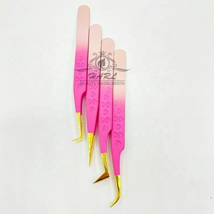 Ensemble de pinces à épiler pour extensions de cils en or rose de luxe, design en forme de cœur, pinces à double réglage de couleur pour extensions de cils, fournitures pour extensions de cils - Product Image 6