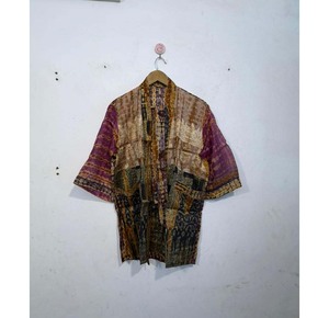 Bata de seda pura estilo bohemio con efecto tie-dye, kimono corto para mujer, talla única, kimono de verano para mujer - Product Image 1