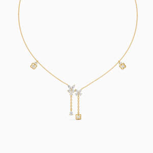 Collier unisexe vintage en or massif 14K plaqué or 18K, avec diamant naturel fantaisie intense taille poire et serti pavé, couleur E - Product Image 6
