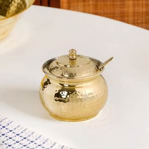 Recipiente para Ghee de Latón Martillado Clásico con Tapa y Cuchara, Recipiente para Guardar Mantequilla Hecho a Mano, Resistente al Agua, Tazón Tradicional para Servir en la Cocina - Product Image 2