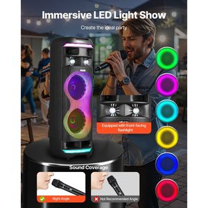 เครื่องคาราโอเกะบลูทูธแบบพกพาสำหรับผู้ใหญ่จอ8นิ้วพร้อมไมโครโฟนไร้สาย2ตัว - Product Image 3