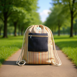 Cotton <b>Drawstring</b> <b>Backpack</b> Comfy and Eco-Friendly for Daily Use - Product Image 3