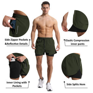 กางเกงขาสั้นลำลองสำหรับฤดูร้อนแบบขายส่ง เป็นมิตรกับสิ่งแวดล้อม เหมาะสำหรับออกกำลังกาย ฟิตเนส ผลิตตามสั่งสำหรับผู้ชาย ทำจากผ้าสแปนเด็กซ์/โพลีเอสเตอร์ รับผลิตแบบ OEM ODM - Product Image 5