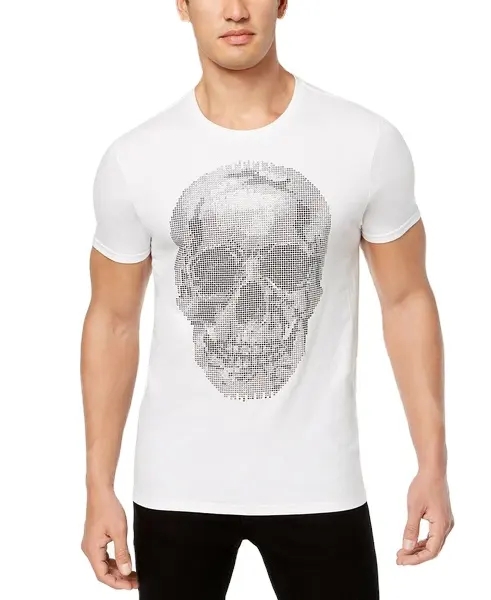 Custom High Quality Luxury Brand Men 3D Graphic T Shirts 100% Cotton Rhinestones Skull Shirt