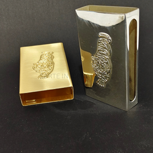 Wholesale Premium Brass <b>Matchbox</b> Cover Custom Logo Embossing Personalized Metal Sleeve Luxury Design Custom Shape Size Factory - Product Image 5