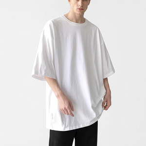 Men's Oversized <b>White</b> Cotton Short Sleeve <b>T</b>-<b>Shirt</b> O-Neck Casual Solid Breathable 220g Jersey Knitted Fit Bangladesh Manufacture - Product Image 4