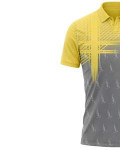 Camiseta Polo Personalizada para Hombre en Amarillo y Gris, Manga Corta, Estampado Gráfico, Transpirable, Ropa Deportiva de Poliéster, Informal, para Golf y Entrenamiento - Product Image 3