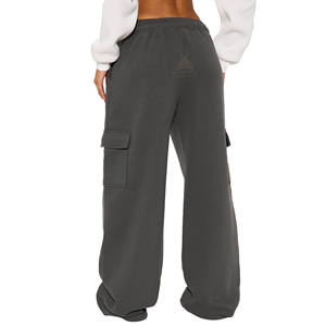 กางเกงวอร์มขาบานทรงฮิปฮอปสำหรับผู้หญิง พิมพ์โลโก้ได้ตามต้องการ ด้านหน้าเรียบ ผ้าฟลีซสำหรับฤดูหนาว ระบายอากาศได้ดี เป็นมิตรกับสิ่งแวดล้อม ผลิตจากผ้าฝ้ายออร์แกนิค 100% - Product Image 3