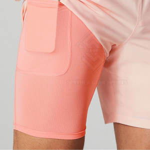 Best Selling High Quality Solid <b>Mid</b> Waist Double <b>Layer</b> Shorts Custom Made Casual Wear Men - Product Image 5