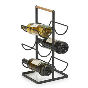 6-Bottle Metal Wine Rack Countertop Minimalist Matte Black Iron Wine Holder Stand <b>Freestanding</b> Tabletop Wine Storage Organizer - Product Image 1