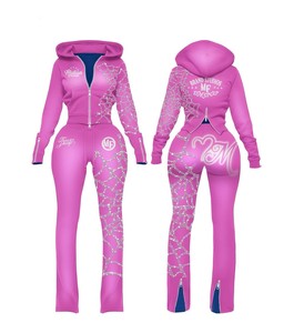 Ensemble de survêtement décontracté 2 pièces pour femme, motif léopard, avec veste courte zippée TAHAD Spicy Slim Fit et pantalon fendu taille haute, OEM - Product Image 1