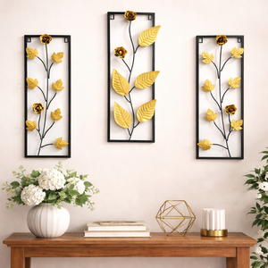 Modern Metal <b>Wall</b> Hanging Floral Leaf Decorative <b>Wall</b> <b>Panels</b> Ready to Hang for Living Room Office - Product Image 1