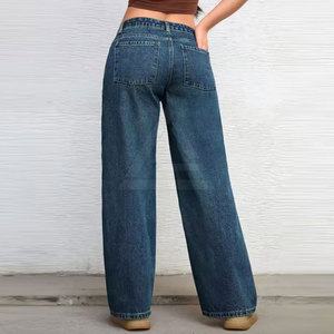 Pantalones Vaqueros de Pierna Ancha, Corte Moderno de Cintura Alta, Ajuste Relajado, Tela Suave y Cómoda, Ropa Casual de Calle - Product Image 3