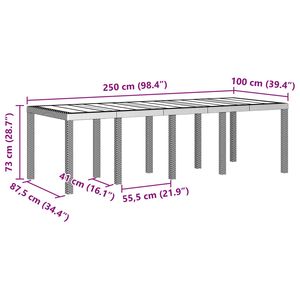 Tavolo da Giardino in Polyrattan Antracite 249,9 x 99,9 x 73,0 cm - Product Image 5
