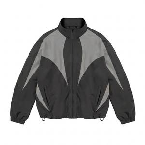 High Demand Custom Logo Black With Panels Men's Nylon <b>Wind</b> <b>Breaker</b> Pants Sets For Summer Breathable Vintage Streetwear Jackets - Product Image 2