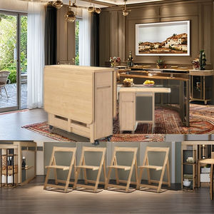 Ensemble table et chaises pliantes en bois massif pour cuisine et salle à manger - Product Image 4