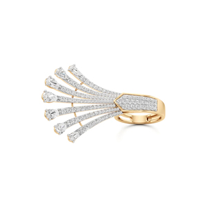 Luxury 18K <b>Gold</b> Diamond <b>Cocktail</b> <b>Ring</b> With Tassel Design Round Brilliant Cut Women's Fine Jewelry - Product Image 2