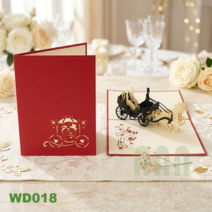 Recuerdos de papel hechos a mano para bodas cumpleaños Año Nuevo Día de San Valentín elegante carruaje Invitaciones de Boda Tarjetas de Felicitación - Product Image 6