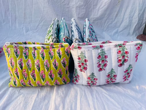 Bohemian Floral Cosmetic Bag Medium Size Zipper Closure Toiletry Bag Drawstring Portable <b>Makeup</b> Case Multi Color Textile Pattern - Product Image 5