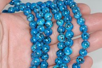 Perles rondes lisses en turquoise bleue naturelle certifiées IGI pour la fabrication de bijoux, colliers et bracelets, vente en gros