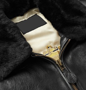 Vestes en cuir pour hommes, style aviateur, avec garniture en peau de mouton, personnalisées OEM, mode hiver - Product Image 6