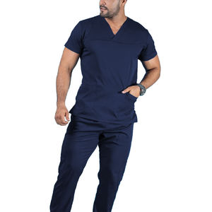 Uniformes Médicos Antiarrugas con Logotipo Personalizado, Trajes de Enfermería de Color Sólido Elásticos para Hombre, Uniformes de Hospital de Alta Calidad, Transpirables para Doctor - Product Image 5