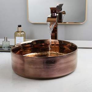 Évier de cuisine en cuivre profond à double bac, lavabo rond en cuivre martelé pour meuble-lavabo, évier de cuisine commercial en cuivre - Product Image 1