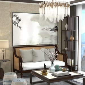 Sofa Made Of Solid Mahogany Wood High Quality With Woven Rattan and Walnut Finishing For Indoor Use. - Product Image 6