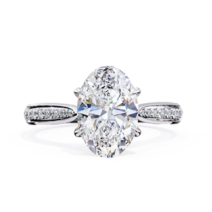 Bague de fiançailles ovale en moissanite pour femme, bijoux fins, alliance sertie de moissanites, cadeau d'anniversaire - Product Image 1