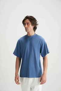 Men's O-Neck T-Shirt Plain Polyester Jersey Long Sleeve Custom <b>Logo</b> Casual Summer Tee Shirts Knitted Heavyweight Loose Fit 320g - Product Image 3