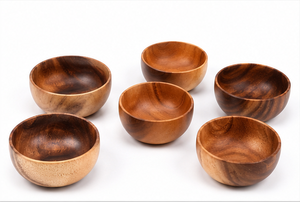 Juego de Tazones de Madera de Acacia Hechos a Mano - Diseño Rústico Moderno, Ecológicos y Duraderos, para Servir en el Hogar, Fiestas y Bodas - Product Image 5